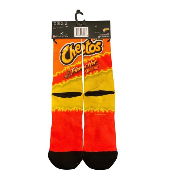 Cheetos Flamin Hot Crunchy Novelty Socks Fits Sizes 8-12 Bright Orange & Yellow - Picture 3 of 3